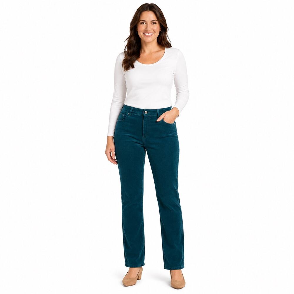 Talbots Heritage Corduroy Pants Women's 18W Teal Straight Leg 31 Long